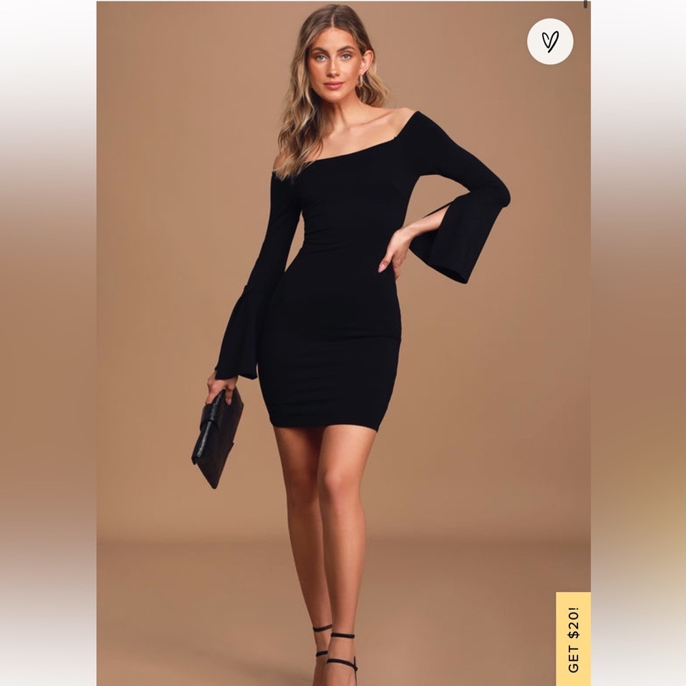 LULU’s Marseille Black Off-the-Shoulder Long Sleeve Bodycon Dress